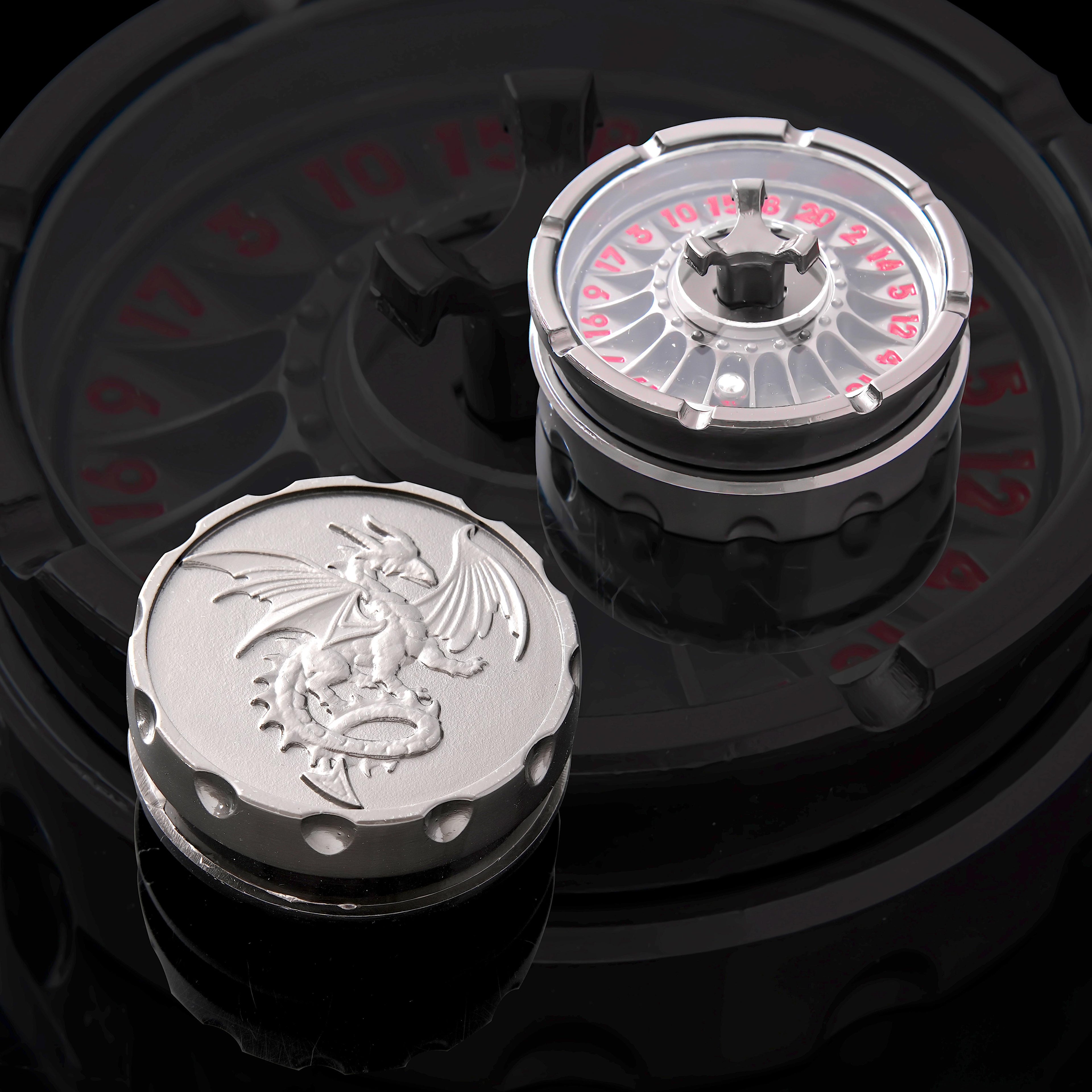D20 Spinner dice for DND, 7-in-1 Metallic Dragon Dice Set with Gift Case for Dungeons & Dragons and RPG Gifts.