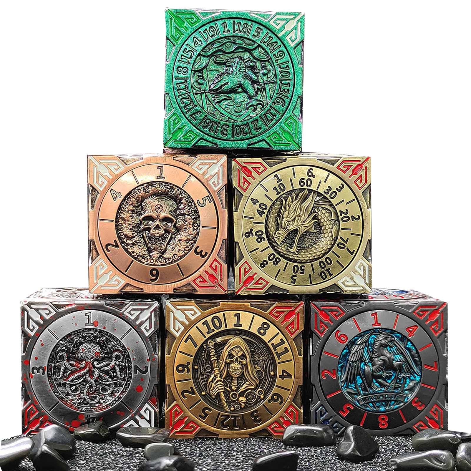 2025 New DND Cube Spinner DICE: 7-in-1 Metal DND Dice Cube – 6-Sided Rotating Polyhedral Dice, Tabletop RPG Accessory for DMs and Player