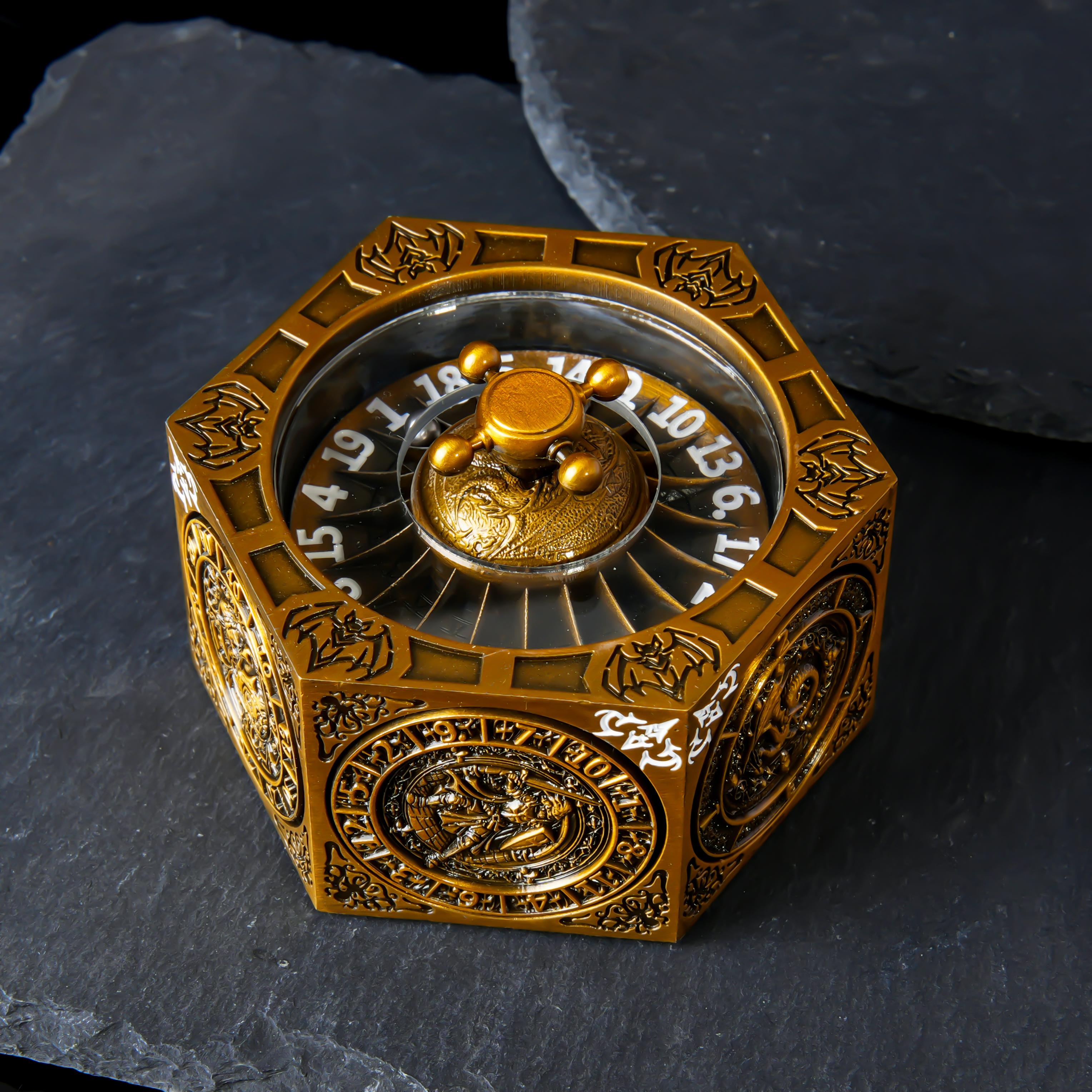 7-in-1 Rotating DND Metal Dice Spinner – Heavyweight Premium Dice with Full D4–D20 Range