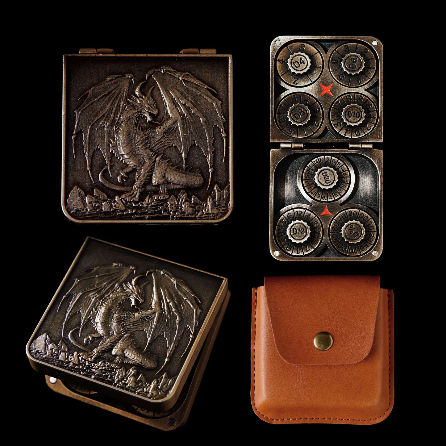7-in-1 Foldable Dragon Spinner DND Metal Dice Set – Pocket-Sized & Durable with Full D4-D20 Range – Excellent Gift for Christmas and New Year & TTRPG Lovers