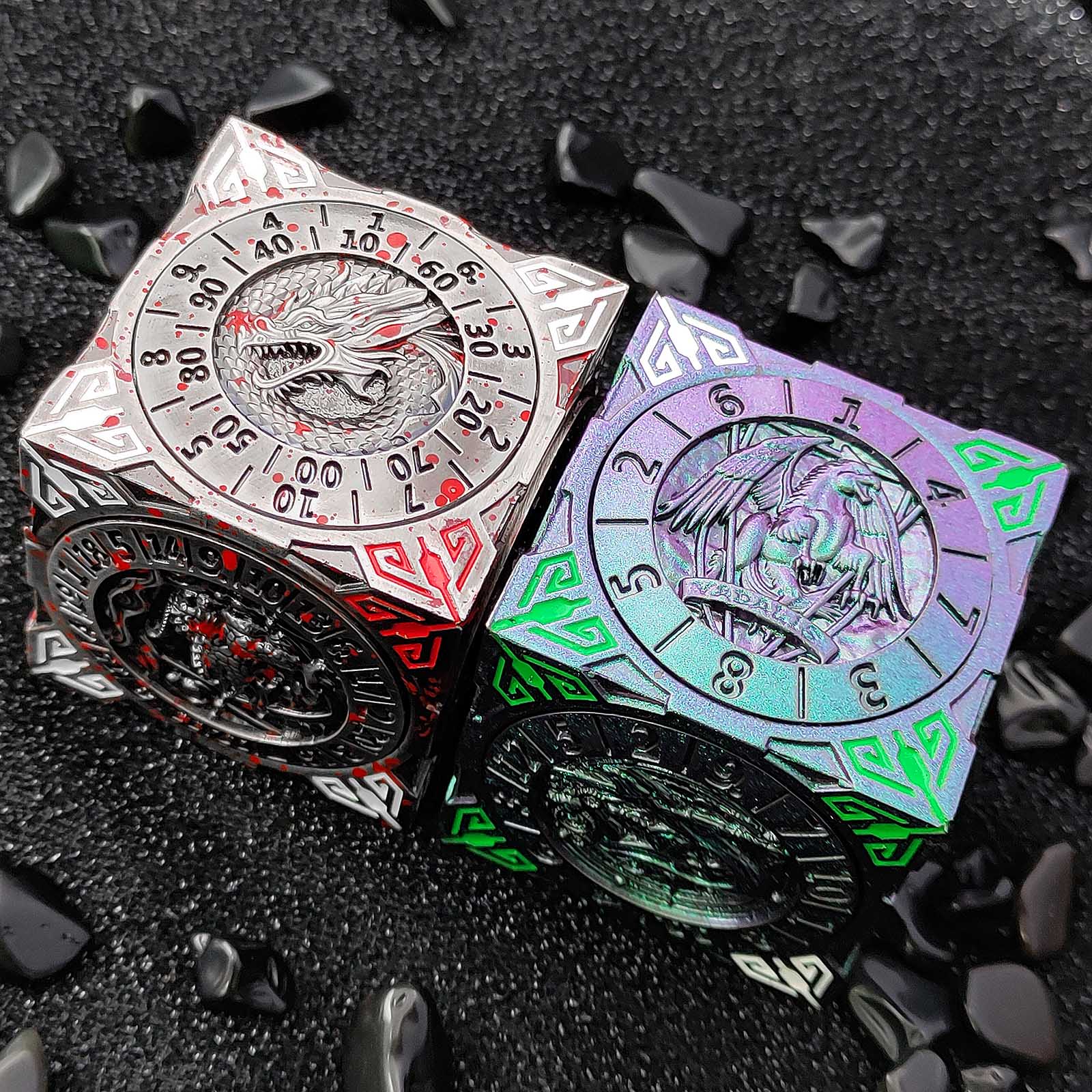 2025 New DND Cube Spinner DICE: 7-in-1 Metal DND Dice Cube – 6-Sided Rotating Polyhedral Dice, Tabletop RPG Accessory for DMs and Player