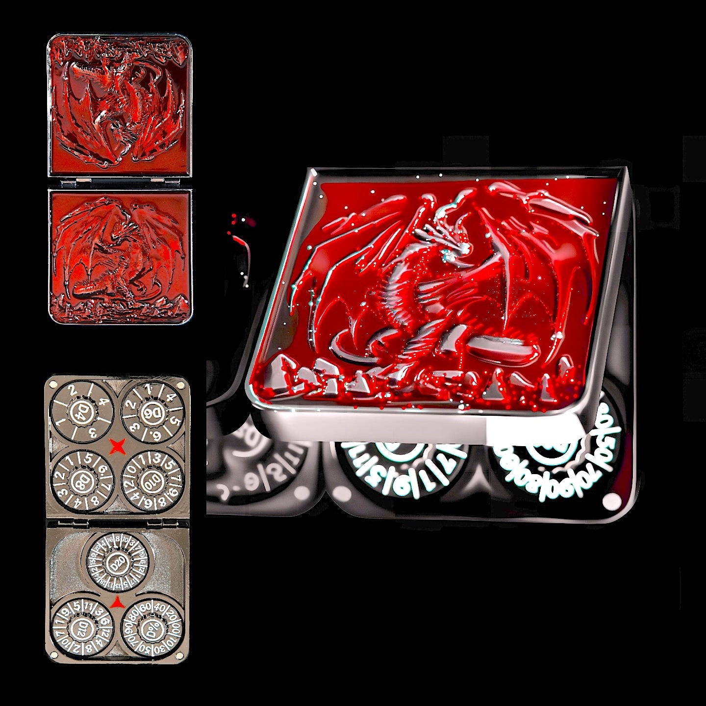 2025 DND Pocket Flip Dice Set - Includes D4, D6, D8, D10, D12, D20, D% with Leather Gift Bag – Perfect Gift for Dungeons & Dragons, TTRPG, and MTG Tabletop Role-Playing Games