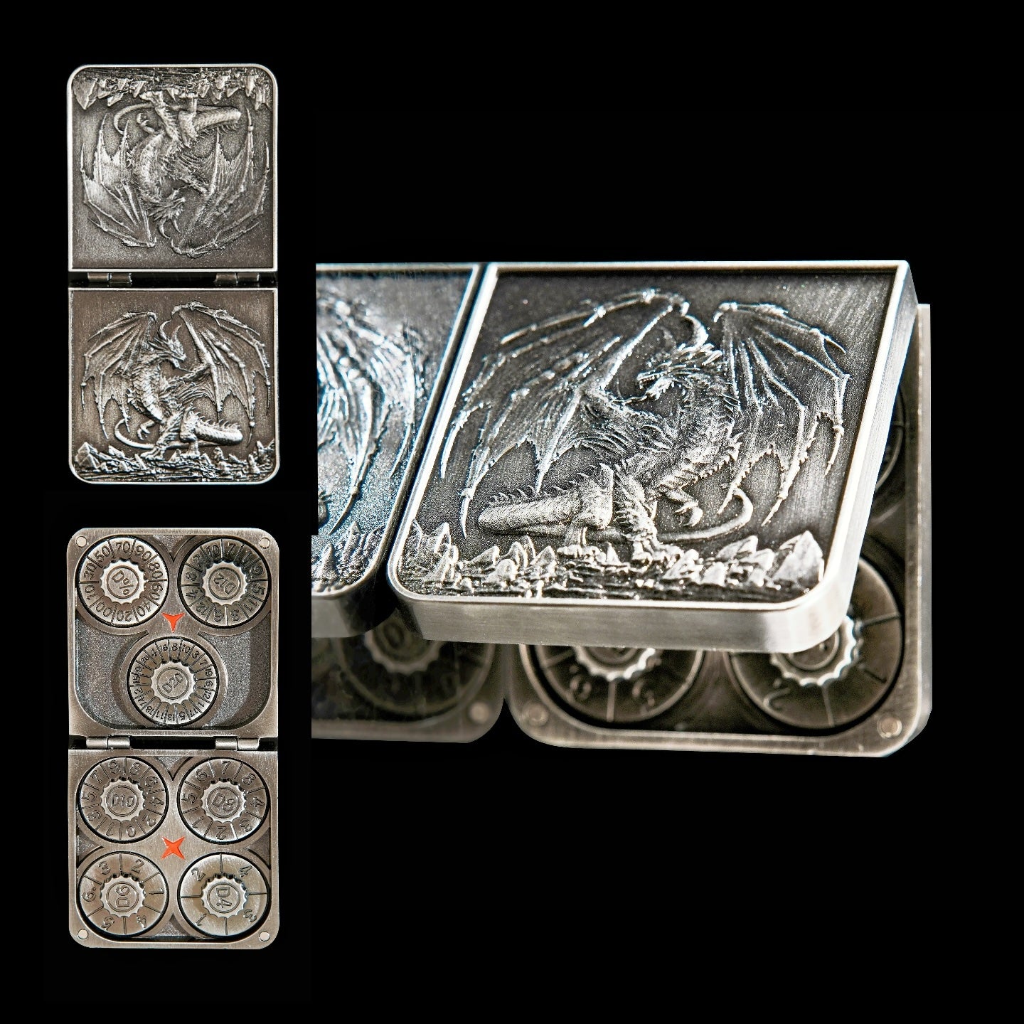 2025 DND Pocket Flip Dice Set - Includes D4, D6, D8, D10, D12, D20, D% with Leather Gift Bag – Perfect Gift for Dungeons & Dragons, TTRPG, and MTG Tabletop Role-Playing Games