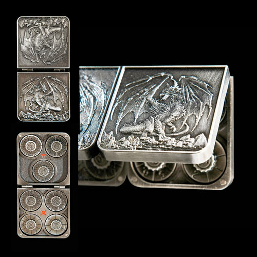 2025 DND Pocket Flip Dice Set - Includes D4, D6, D8, D10, D12, D20, D% with Leather Gift Bag – Perfect Gift for Dungeons & Dragons, TTRPG, and MTG Tabletop Role-Playing Games