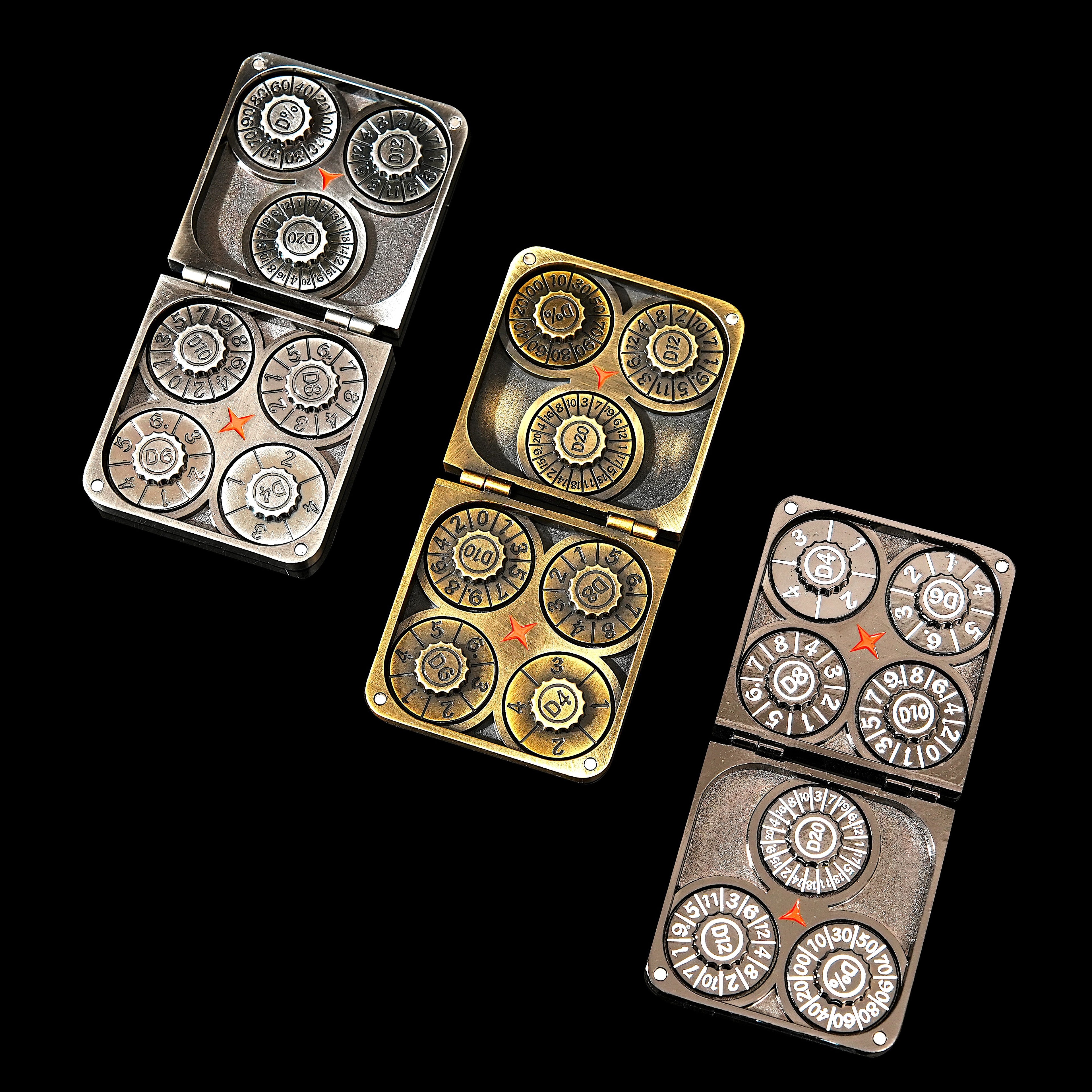 2025 DND Pocket Flip Dice Set - Includes D4, D6, D8, D10, D12, D20, D% with Leather Gift Bag – Perfect Gift for Dungeons & Dragons, TTRPG, and MTG Tabletop Role-Playing Games