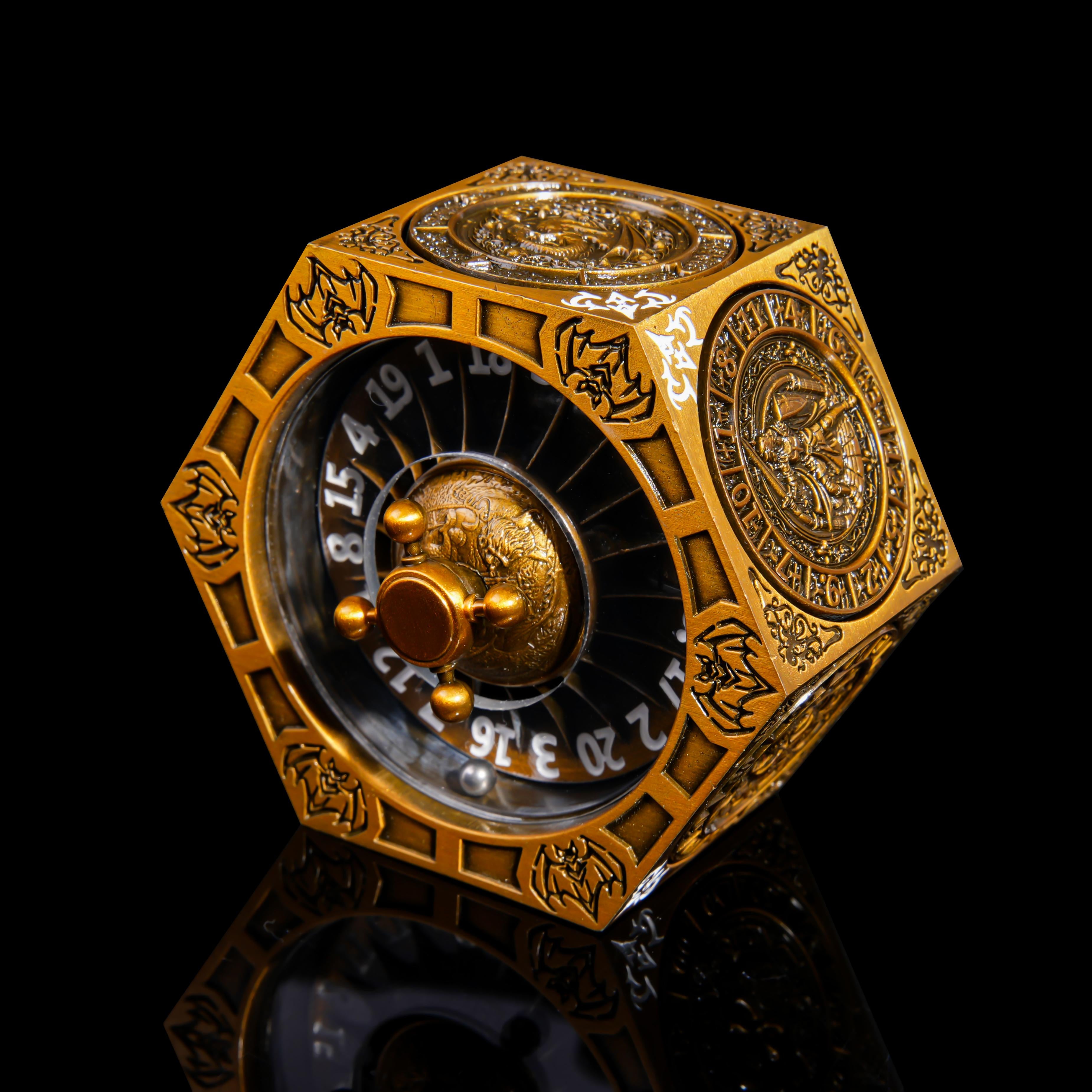 7-in-1 Rotating DND Metal Dice Spinner – Heavyweight Premium Dice with Full D4–D20 Range